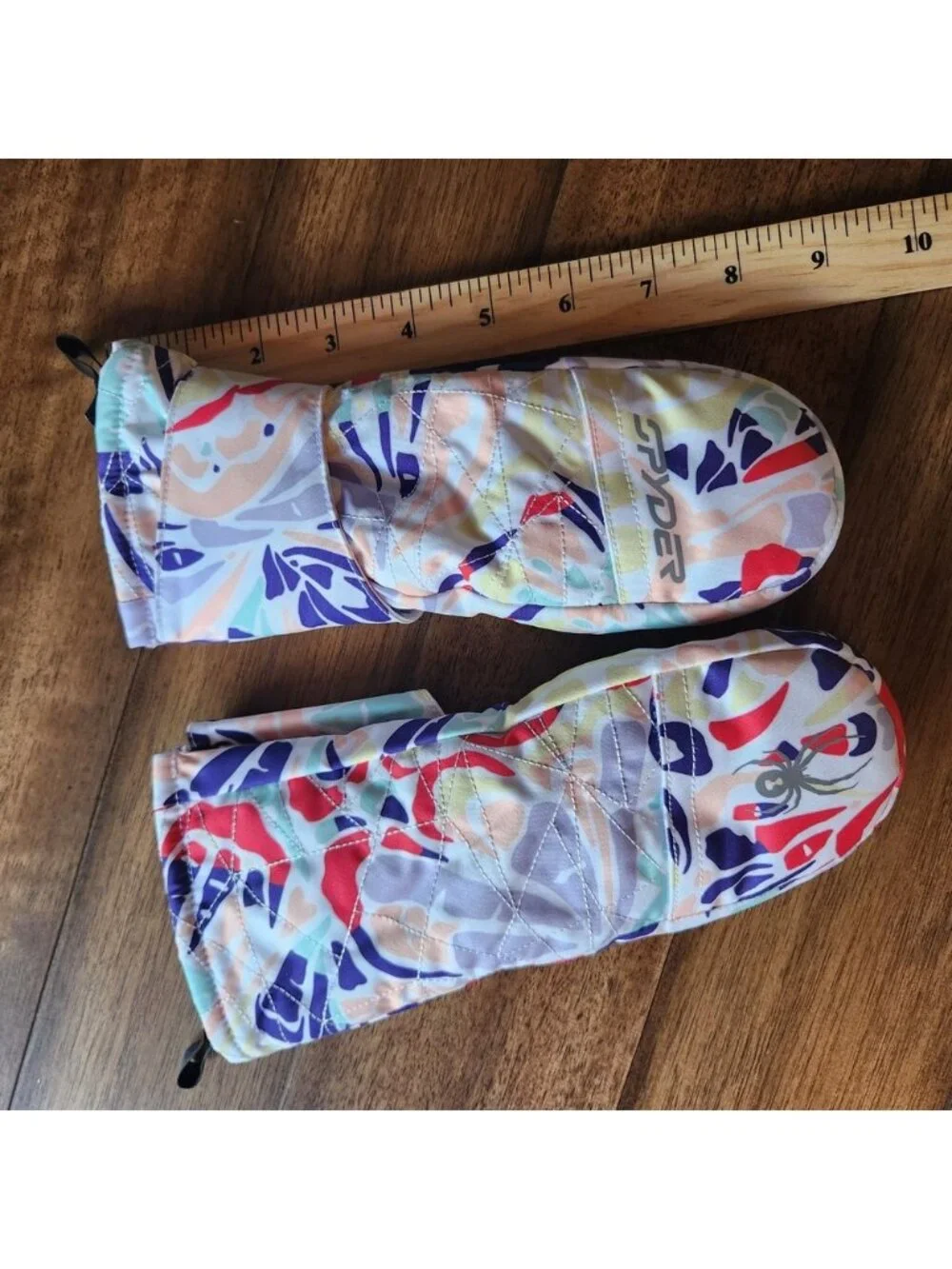 Spyder‎ Kids Like New Multi Color Abstract Print Ski Mittens Small 2-5ish Winter